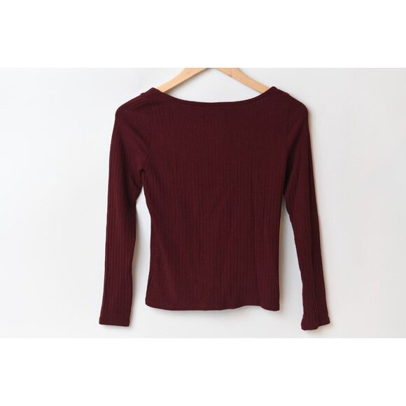 Madewell Long Sleeve Square Neck Baby Doll Top Sz 6 Burgundy Wine Color NEW - Picture 8 of 13